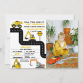 ダンプトラックツインボーイ建築誕生日 招待状 (正面)