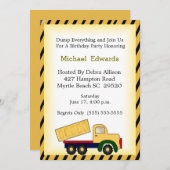 ダンプトラックテーマ誕生日パーティーの招待 招待状 (正面/裏面)