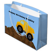 ダンプトラックパーソナライズされた誕生日 ラージペーパーバッグ (裏面アングル)