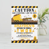 ダンプトラックパーティの招待状2歳の誕生日 招待状 (スタンド正面)