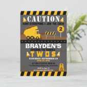 ダンプトラックパーティー招待状 2歳の誕生日 招待状 (スタンド正面)