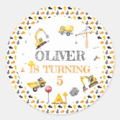 ダンプトラックボーイ誕生日パーティー ラウンドシール (正面)