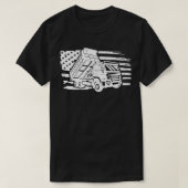 ダンプトラックレトロアメリカ国旗のヴィンテージ建築 Tシャツ (デザイン正面)