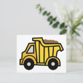 ダンプトラック付きの漫画の建築クリップアート ポストカード (スタンド正面)