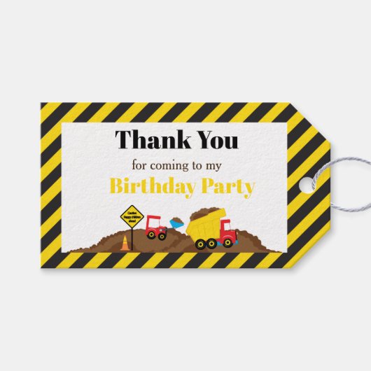 ダンプトラック及びディガー抱き枕ラベル ギフトタグ (正面(横))