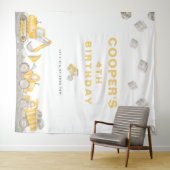 ダンプトラック少年建設トラックお誕生日おめでとう タペストリー (インサイチュ(横))