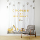 ダンプトラック少年建設トラックお誕生日おめでとう タペストリー (インサイチュ)