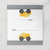 ダンプトラック建築ストライプの誕生日 プレイスカード (外部開封)