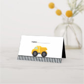 ダンプトラック建築ストライプの誕生日 プレイスカード (裏面)