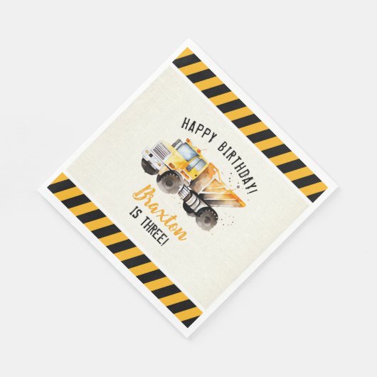 ダンプトラック建築ゾーン誕生日紙ナプキン スタンダードランチョンナプキン (角)