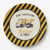 ダンプトラック建築ゾーン誕生日紙プレート ペーパープレート (正面)