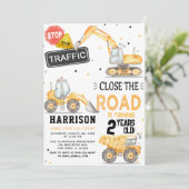 ダンプトラック建築テーマパーティー誕生日 招待状 (スタンド正面)