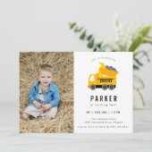 ダンプトラック建築テーマフォト誕生日 招待状 (スタンド正面)