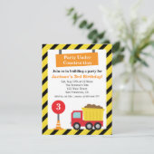 ダンプトラック建築テーマ子供の誕生日パーティー 招待状 (スタンド正面)