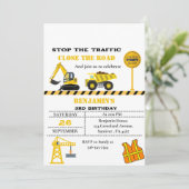 ダンプトラック建築テーマ誕生日 招待状 (スタンド正面)