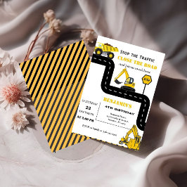 ダンプトラック建築テーマ誕生日 招待状