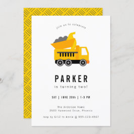 ダンプトラック建築テーマ誕生日 招待状