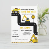 ダンプトラック建築テーマ誕生日 招待状 (スタンド正面)