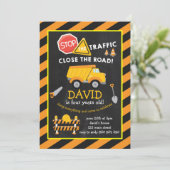 ダンプトラック建築ボーイ誕生パーティー 招待状 (スタンド正面)