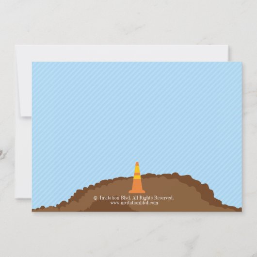 ダンプトラック建築男の子の誕生日パーティー写真 招待状 (裏面)