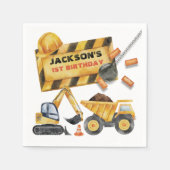 ダンプトラック建築誕生日パーティー スタンダードカクテルナプキン (正面)