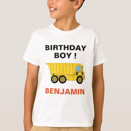 ダンプトラック建築誕生日パーティー Tシャツ (正面)