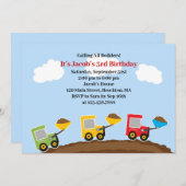 ダンプトラック建築誕生日招待状 招待状 (正面/裏面)