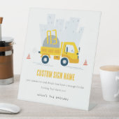 ダンプトラック建築車の誕生日パーティー 台座サイン (インサイチュ)