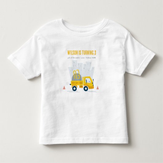 ダンプトラック建築車両子供の誕生日 トドラーTシャツ (正面)