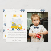 ダンプトラック建築車写真誕生日 サンキューカード (正面/裏面)