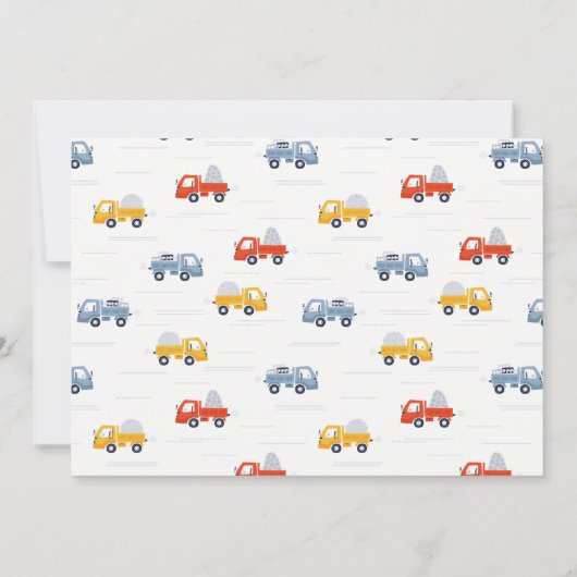 ダンプトラック建築車写真誕生日 招待状 (裏面)