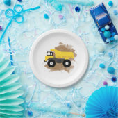 ダンプトラック建築車泥水色 ペーパープレート (パーティー)