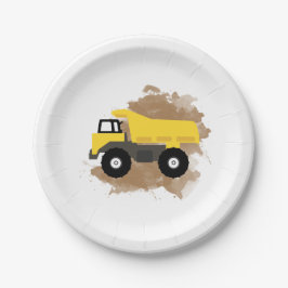 ダンプトラック建築車泥水色 ペーパープレート