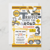 ダンプトラック建築3rd誕生日パーティー招待 招待状 (正面)