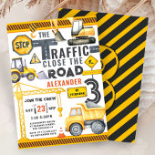 ダンプトラック建築3rd誕生日パーティー招待 招待状