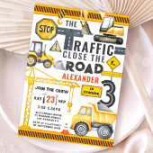 ダンプトラック建築3rd誕生日パーティー招待 招待状