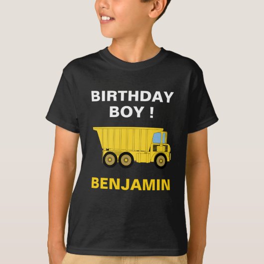 ダンプトラック建設お誕生日パーティー Tシャツ (正面)