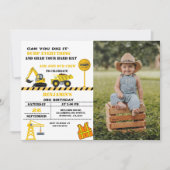 ダンプトラック建設テーマの誕生日 招待状 (正面)