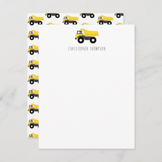 ダンプトラック建設トラック子供幼児  ノートカード (正面/裏面)