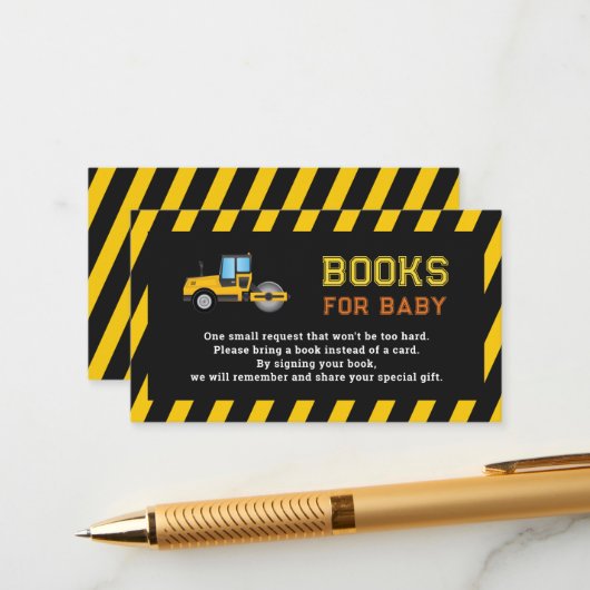 ダンプトラック建設ベイビーシャワーブック 赤ちゃんのための エンクロージャーカード (正面/裏面インサイチュ)