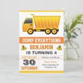 ダンプトラック建設子供の誕生日パーティー 招待状 (スタンド正面)