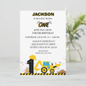 ダンプトラック建設男子誕生日パーティー 招待状 (スタンド正面)