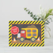 ダンプトラック建設誕生日パーティー感謝カード サンキューカード (スタンド正面)