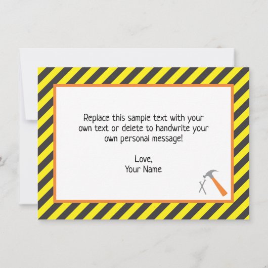 ダンプトラック建設誕生日パーティー感謝カード サンキューカード (裏面)