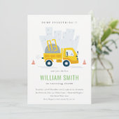 ダンプトラック建設車両 子供の誕生日 招待状 (スタンド正面)