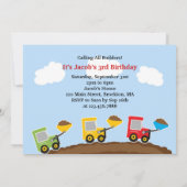 ダンプトラック建設 誕生日 フラット インビテーション (裏面)