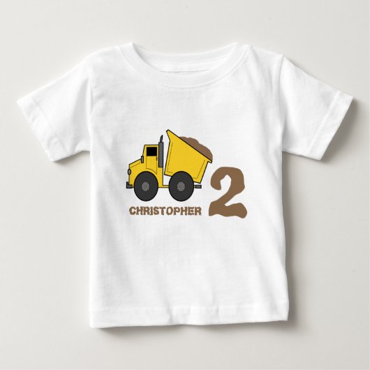 ダンプトラック誕生日シャツ ベビーTシャツ (正面)