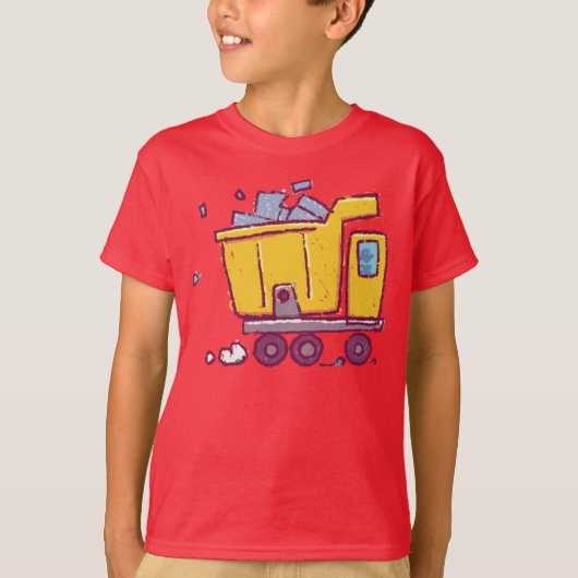 ダンプトラック車のスケッチインスパイア- by Kids Tシャツ (正面)