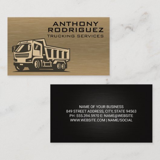 ダンプトラック車両 |メタルテクスチャ 名刺 (正面/裏面)
