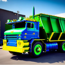 ダンプトラック、ダンプトラック、プライマリカラー、ボーイズルーム メタルプリント